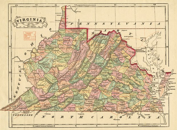 Pre-1863 Virginia map