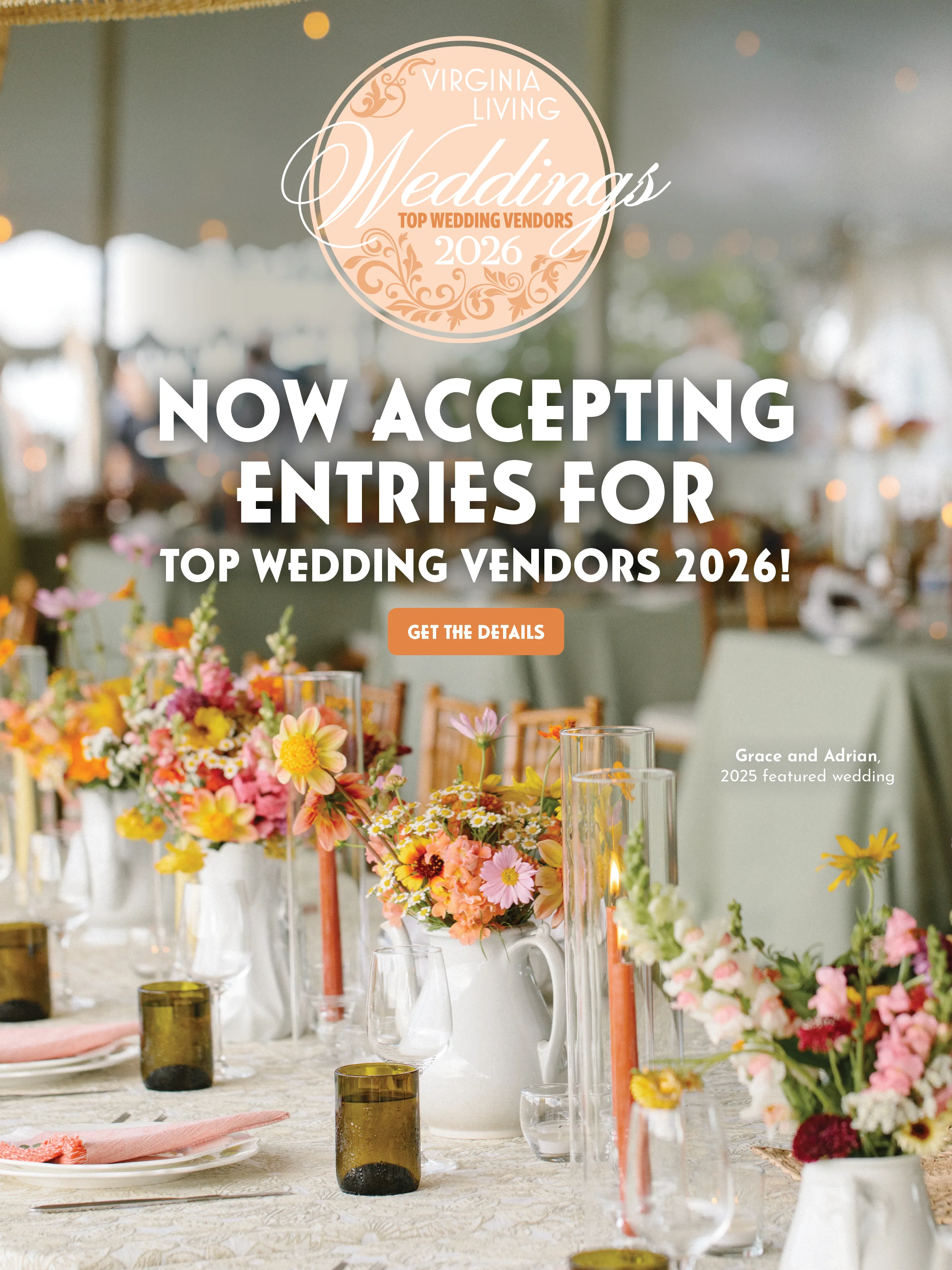 Submissions are open for Virginia Living's Top Wedding Vendor 2026 List!